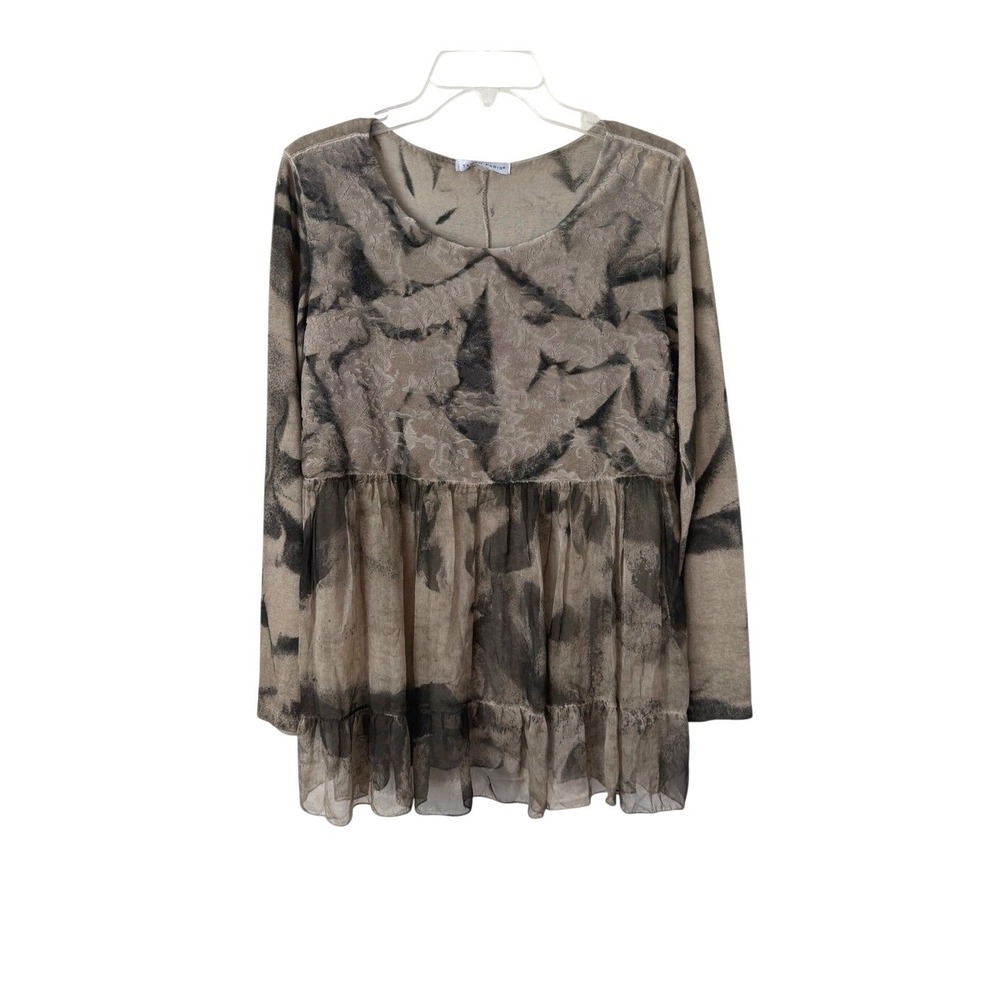 Tempo Paris Tie Dye Babydoll Top Long Sleeves Flowy Tiered Whimsygoth Grunge Y2K